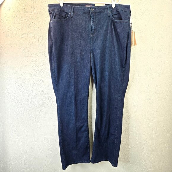 NYDJ Bootcut Jeans Plus Size 22 Dark Blue Wash High Rise Shaping Stretch Denim - Picture 2 of 14